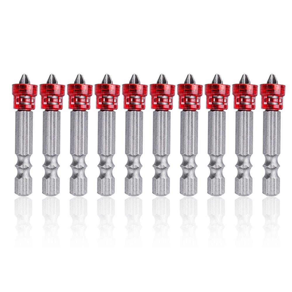 10pcs 50mm Magnetic Screwdriver Bit Cross-head PH2 Magnetic Screwdriver Bits 1/4 Inch Hex Shank Screwdriver Bit