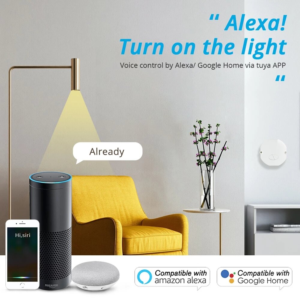 Smart Light Switch DIY Module SmartThings Tuya Control Alexa Google Home 1 Way 2 Way
