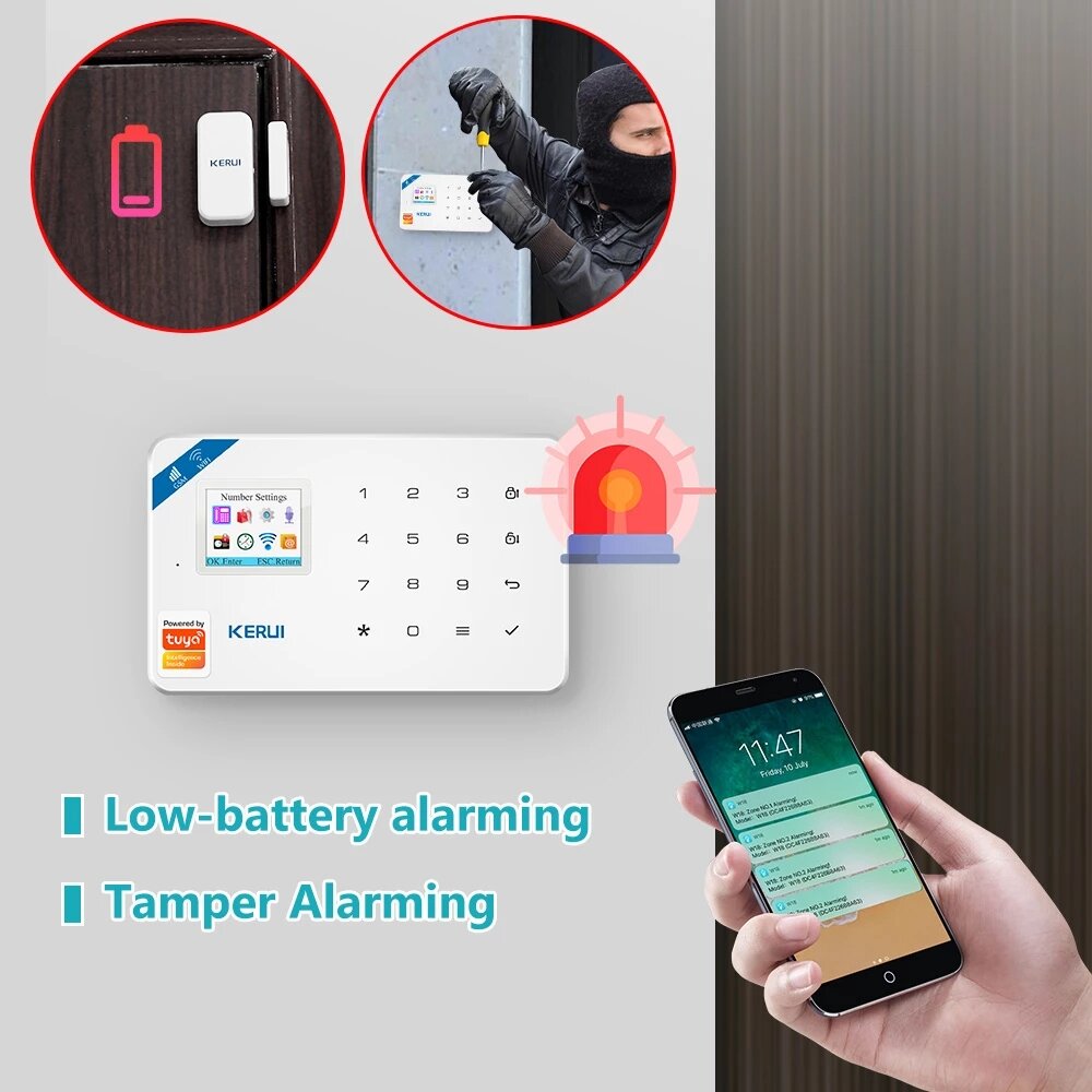 Smart WIFI GSM Security Alarm System Burglar Motion Detector Smoke Door Window Sensor Works with Alexa Home