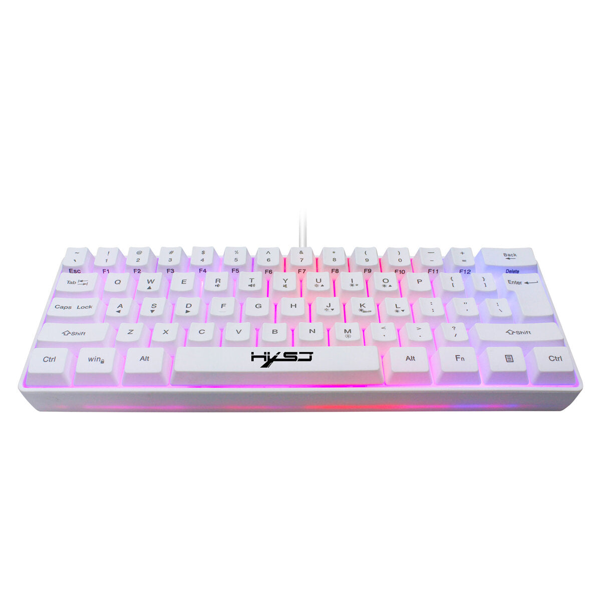 61 Keys Gaming Keyboard USB Wired LED Backlit Multiple Shortcut Keys Mini Mechanical Feel Keyboard for Home Office
