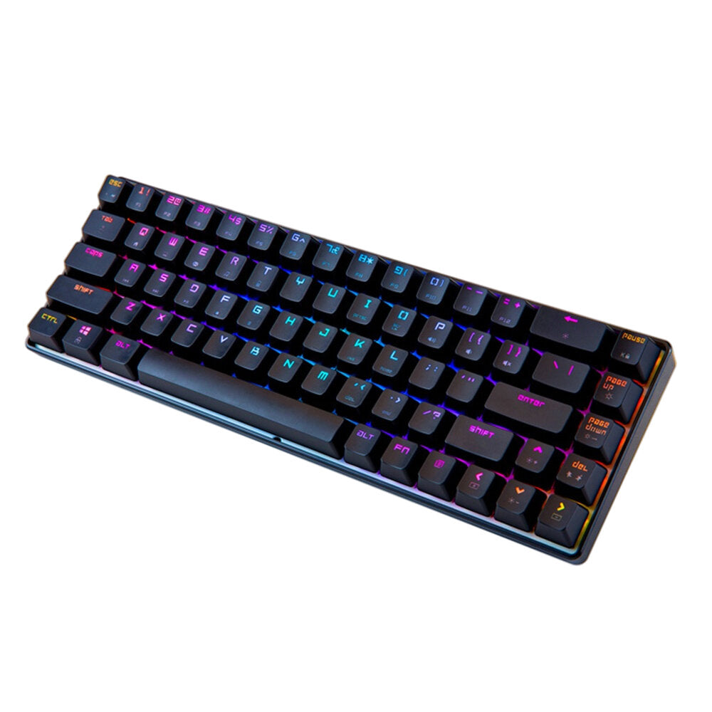 Mechanical Keyboard 68 Keys ABS Translucent Suspended Keycaps Blue Switch Anti-ghosting RGB Backlit Type-C Wired Gaming Keyboard
