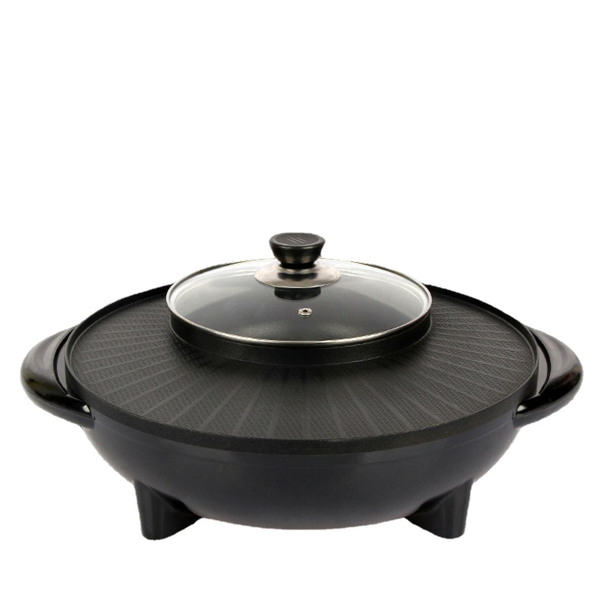 1350W 220V 2 In 1 Electric Non Stick BBQ Grill Plate Steamboat Hot Pot 34cm