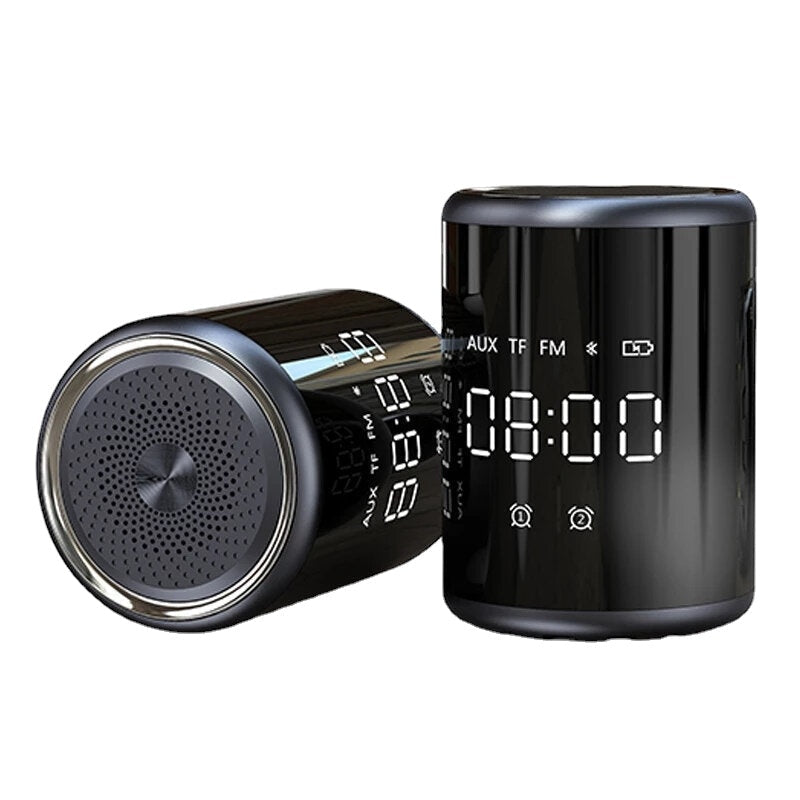 Bluetooth Speaker LED Screen Alarm Clock Portable Speaker Loud Stereo Sound Rich Bass TF/AUX/FM Radio Player with Mic