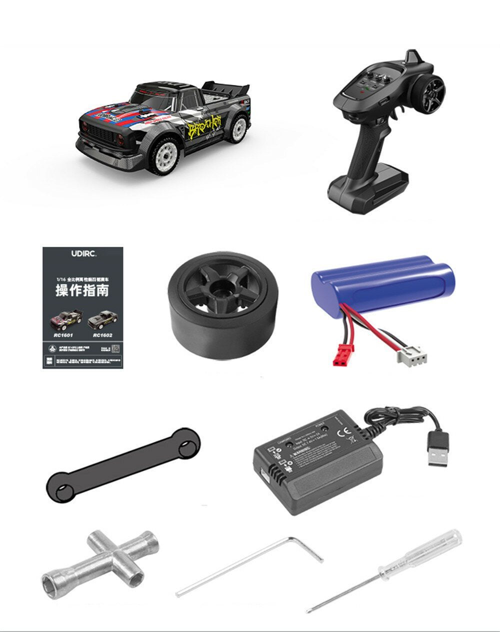RTR 2.4G 4WD 30km/h RC Car LED Light On-Road Proportional Control Vehicles Model