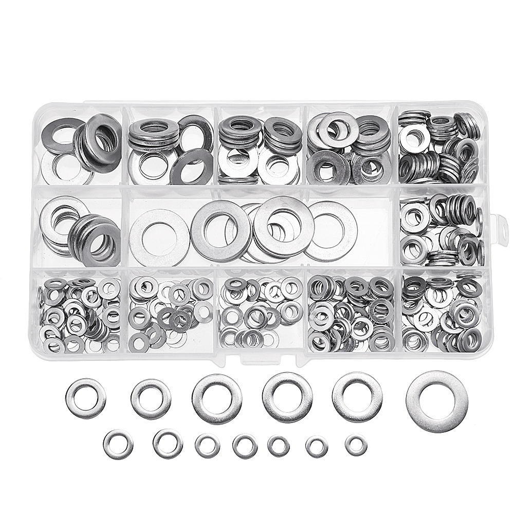 395Pcs Stainless Steel Form A Flat Washer Assortment Kit M4/M5/M6/M8/M10/M12
