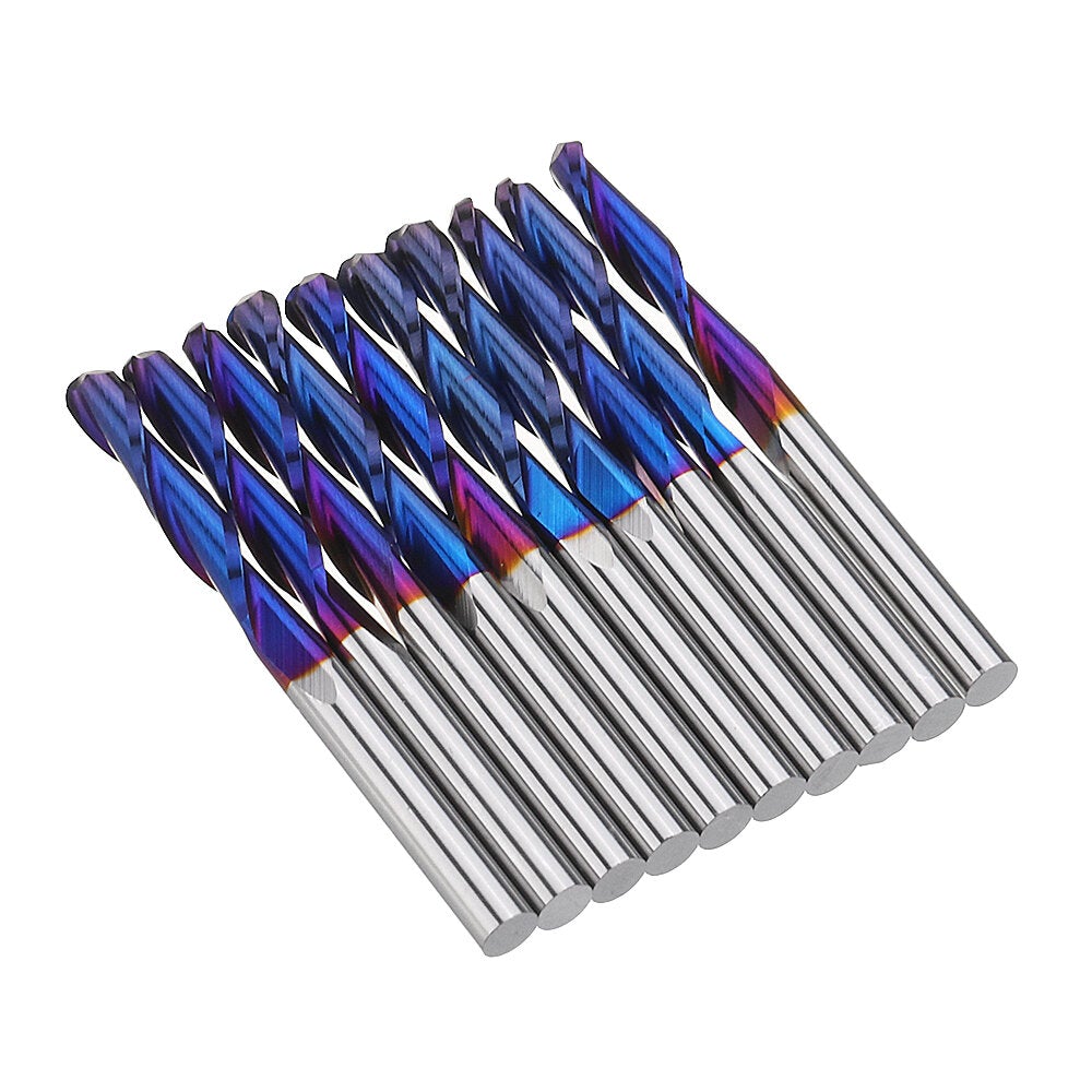 10pcs 3.175mm Shank End Mill Blue Coated Spiral Ball Nose CNC Milling Cutter