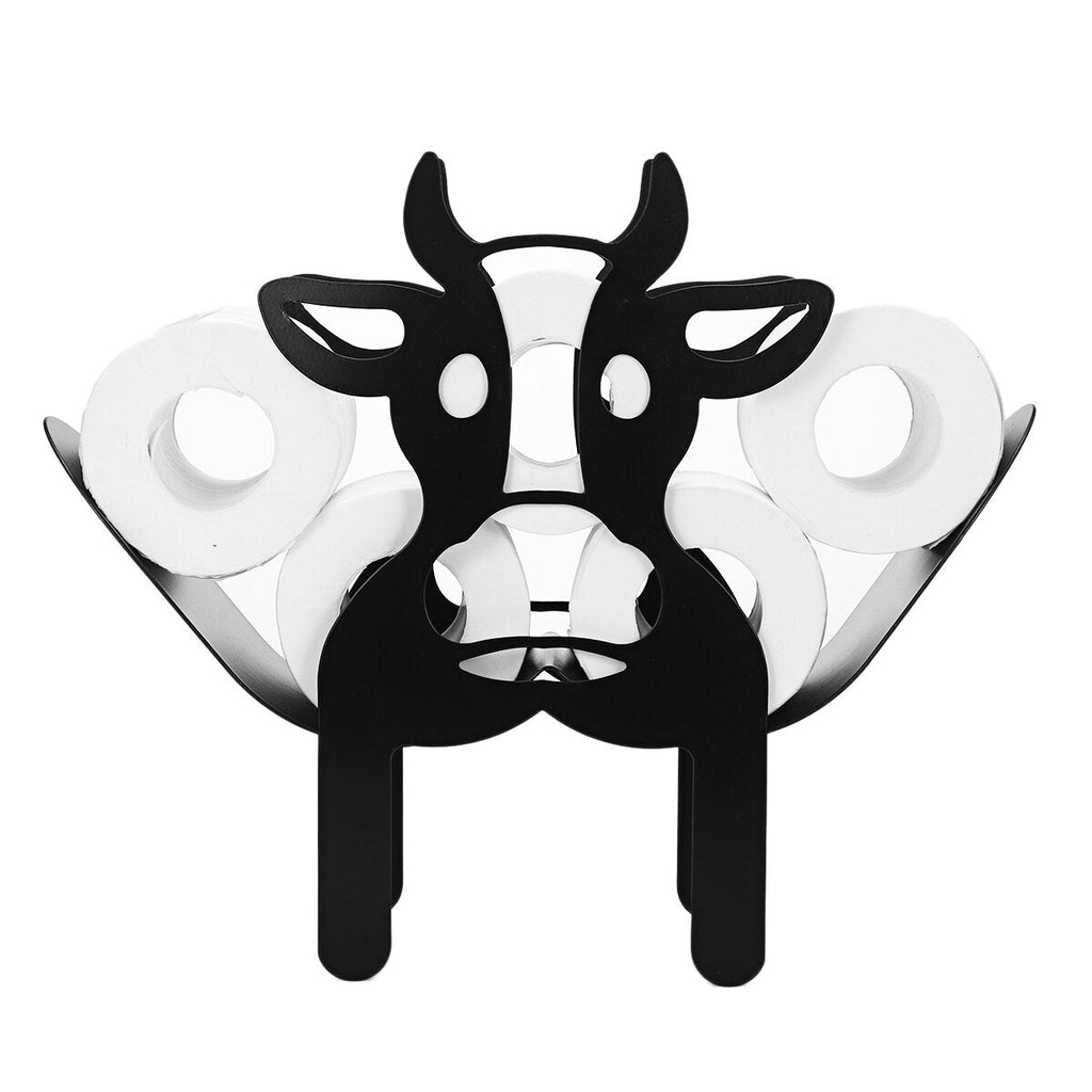 Black Cow Elk Sun Flower Toilet Roll Holder Paper Bathroom Free Standing Storage