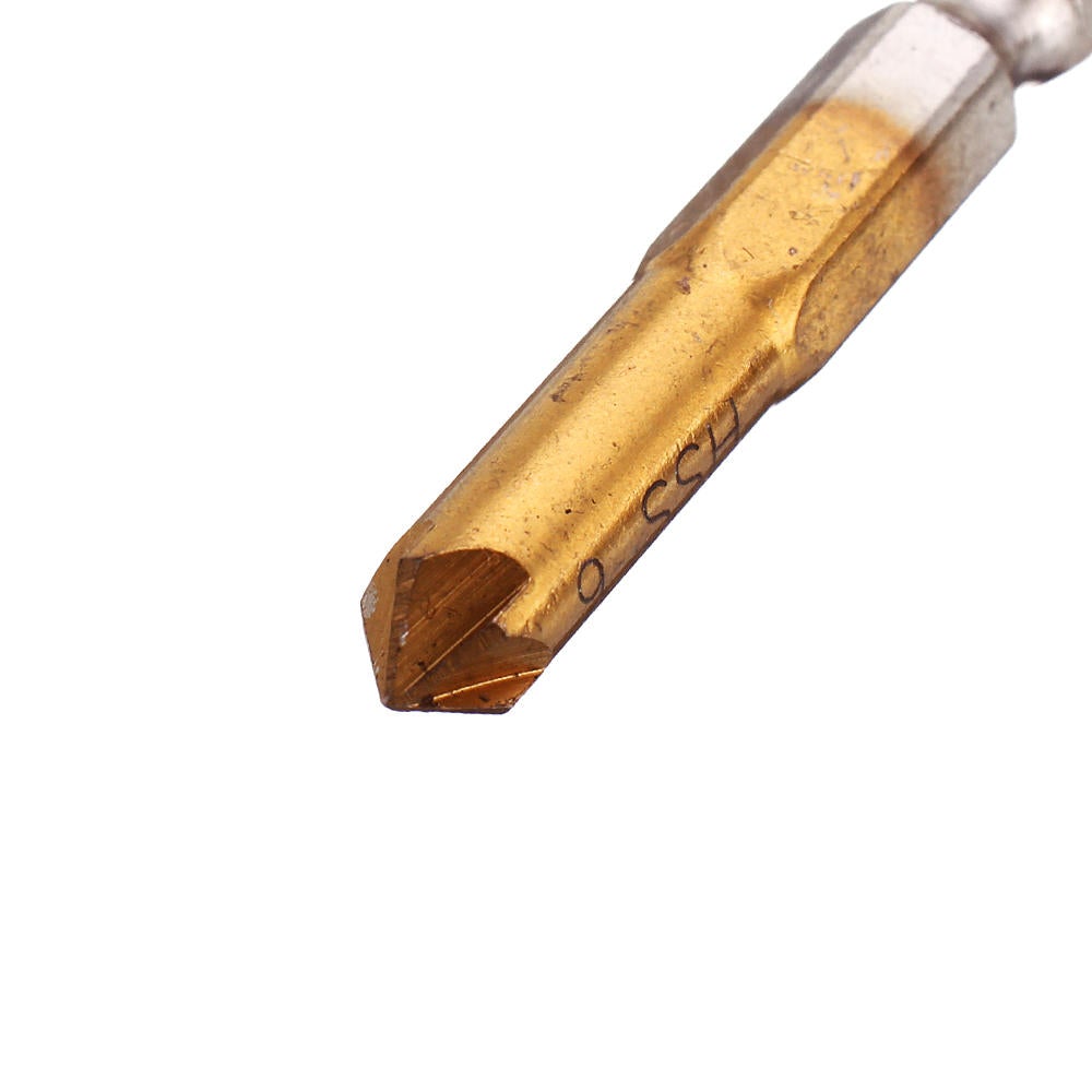 6-19mm Countersink Drill Bit with Automatic Center Pin Punch 5 Flutes Hex Shank Titanium Coated Chamfer Cutter Set