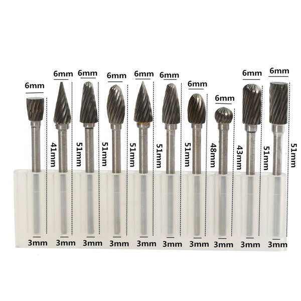 Drill Carving Locator with 0.5-3.2mm Keyless Chuck 6pcs Router Bits and 10pcs Wood Milling Burrs