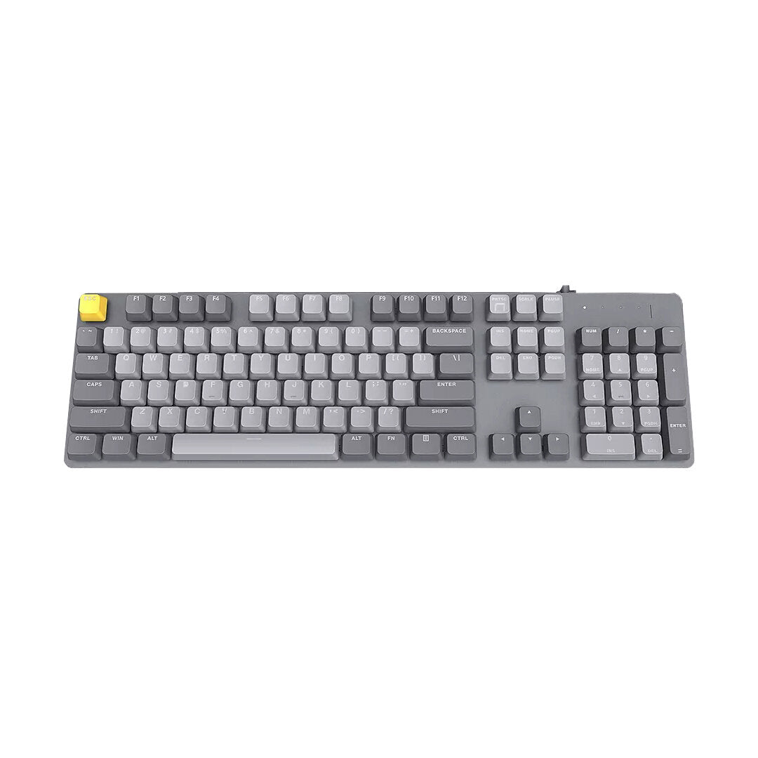 104 Keys Mechanical Keyboard USB Wired Hand Feeling System 6 Mode White Backlit Aluminum Alloy Panel Floating Keycaps Gaming Keyboard