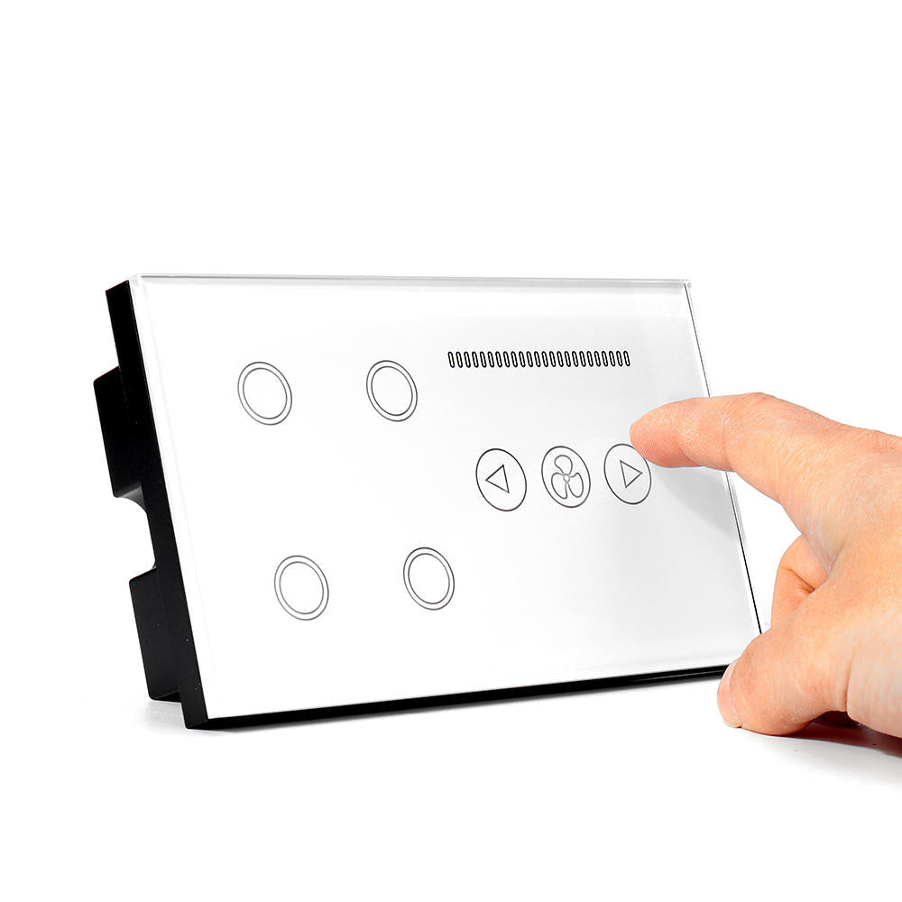 Smart WIFI Switch 4 Gang WIFI Light Switch With WiFi Ceiling Fan Switch White/Black Crystal Glass Panel Work Alexa Google Home