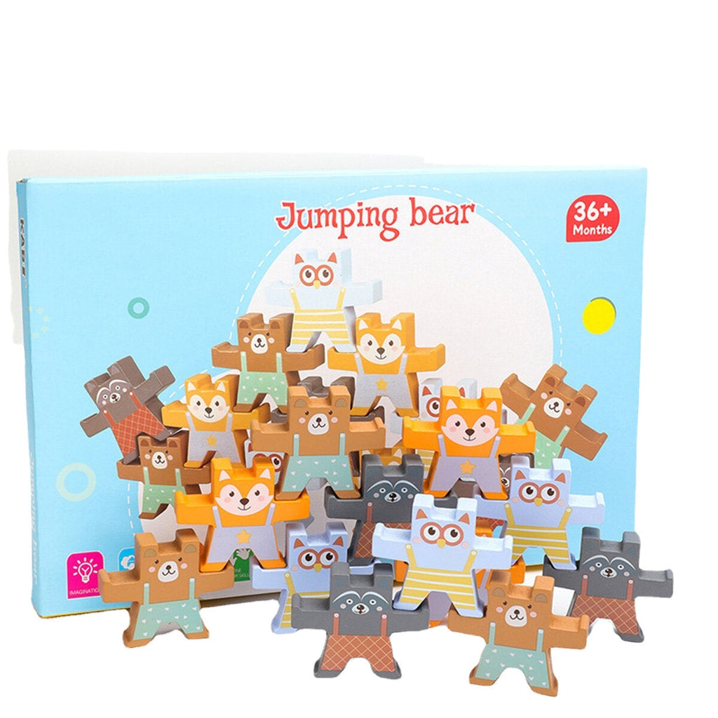 Wood Balancing Stacked Stones Rainbow Monkey/Bear/Panda Hercules Puppet Building Block Montessori Toys for Kids Gift