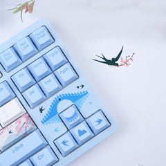 Mechanical Keyboard Swallow Theme Wired Ice Blue Backlight 87 Keys Cherry MX Switch Blue PBT Keycaps Gaming Keyboard
