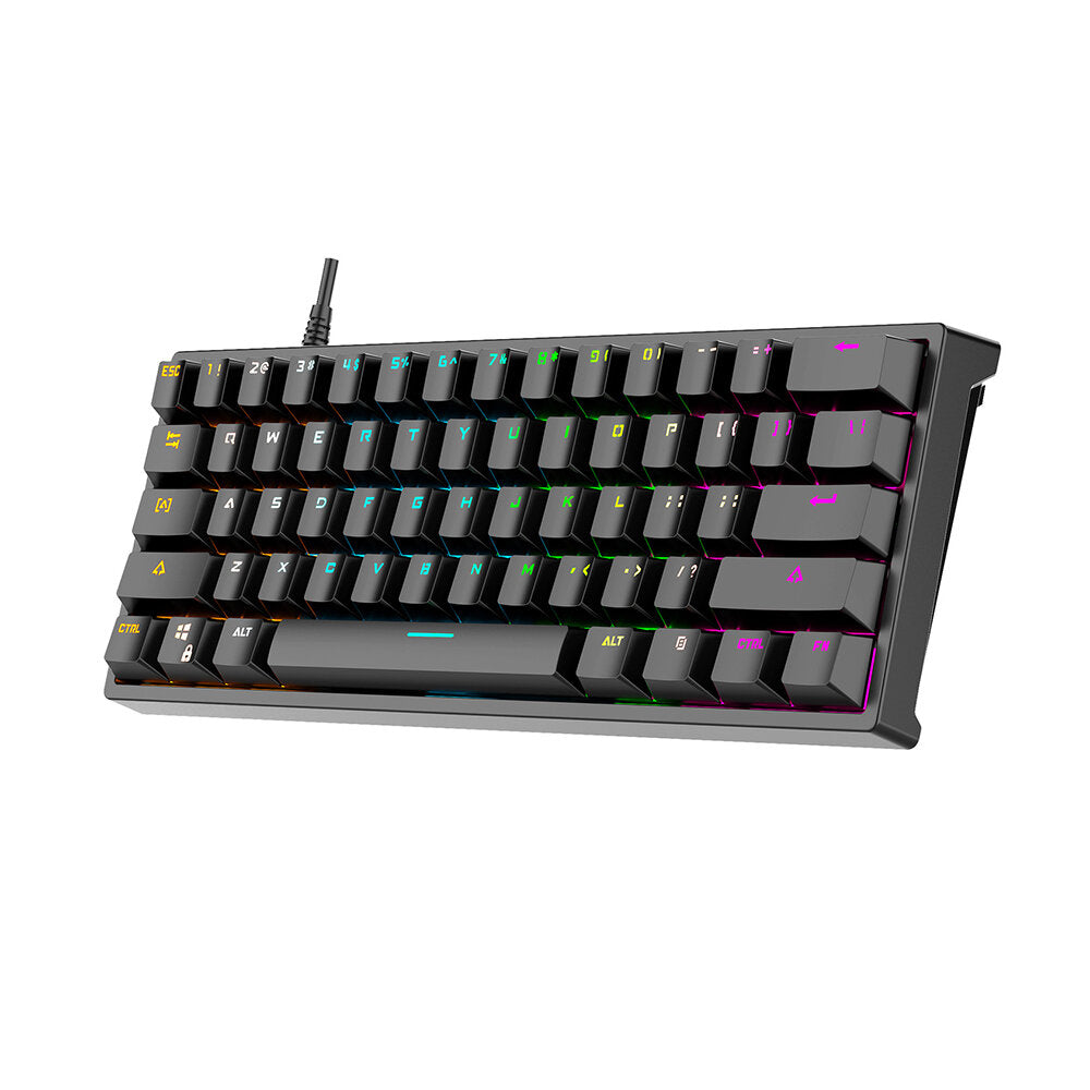 Mechanical Keyboard 61 Keys Compact Blue Switch Cherry Profile RGB Backlit USB Wired Waterproof Gaming Keyboard