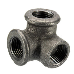 1/2" 3/4" 1" 3 Way Pipe Fittings Malleable Iron Black Elbow Tee Female Connector 5-Pack