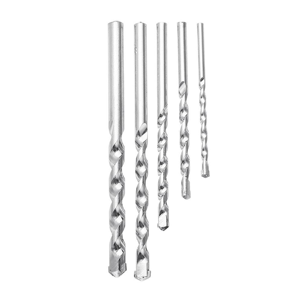 5pcs 4/5/6/8/10mm Straight Impact Drill Round Shank Cement Wall Twist Drill Bit Set
