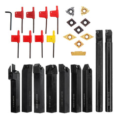 9pcs 16mm Shank Lathe Boring Bar Turning Tool Holder Set with Carbide Inserts