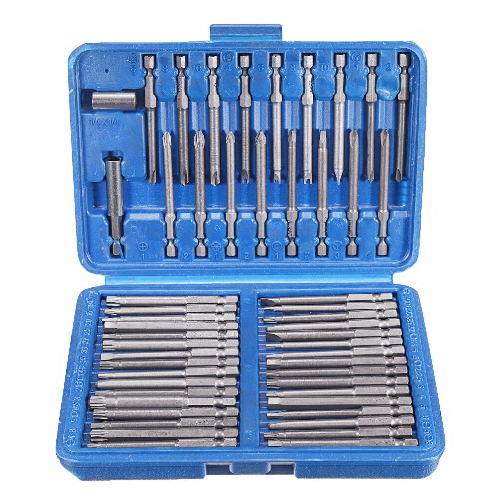 Long Section 50Pcs 1/4 Inch Hex Screwdriver Bit Repair Tools Kit Screw Head Chrome Vanadium Steel Extra Bit Set