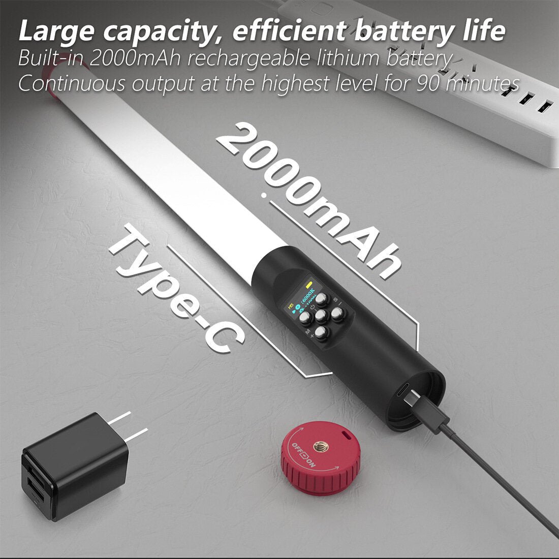 Handheld Light Stick 114 LED Waterproof IPX8 Video Lamp Tube 3000-6000K 2000 Lumens with Remote Control 1/4 Screw Mouth