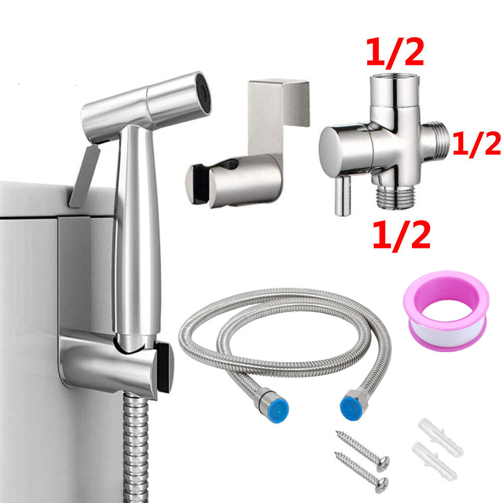 Handheld Bidet Sprayer for Toilet Adjustable Pressure Faucet Diaper Set with Hose Attachment Bathroom