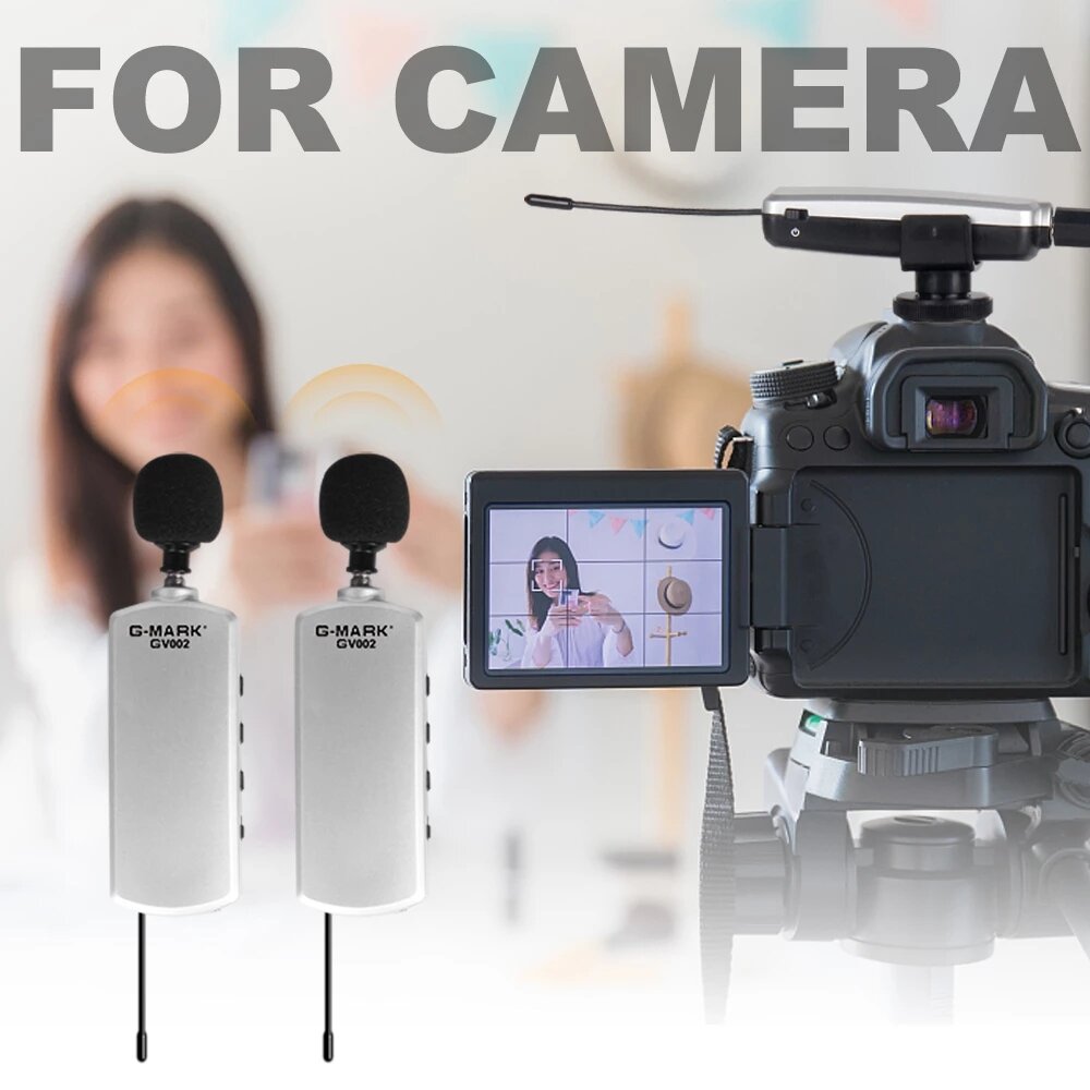 Camera Microphone Wireless Lavalier Mic For Asmr DSLR Interview Live Recording Lithium Battery 50m Range