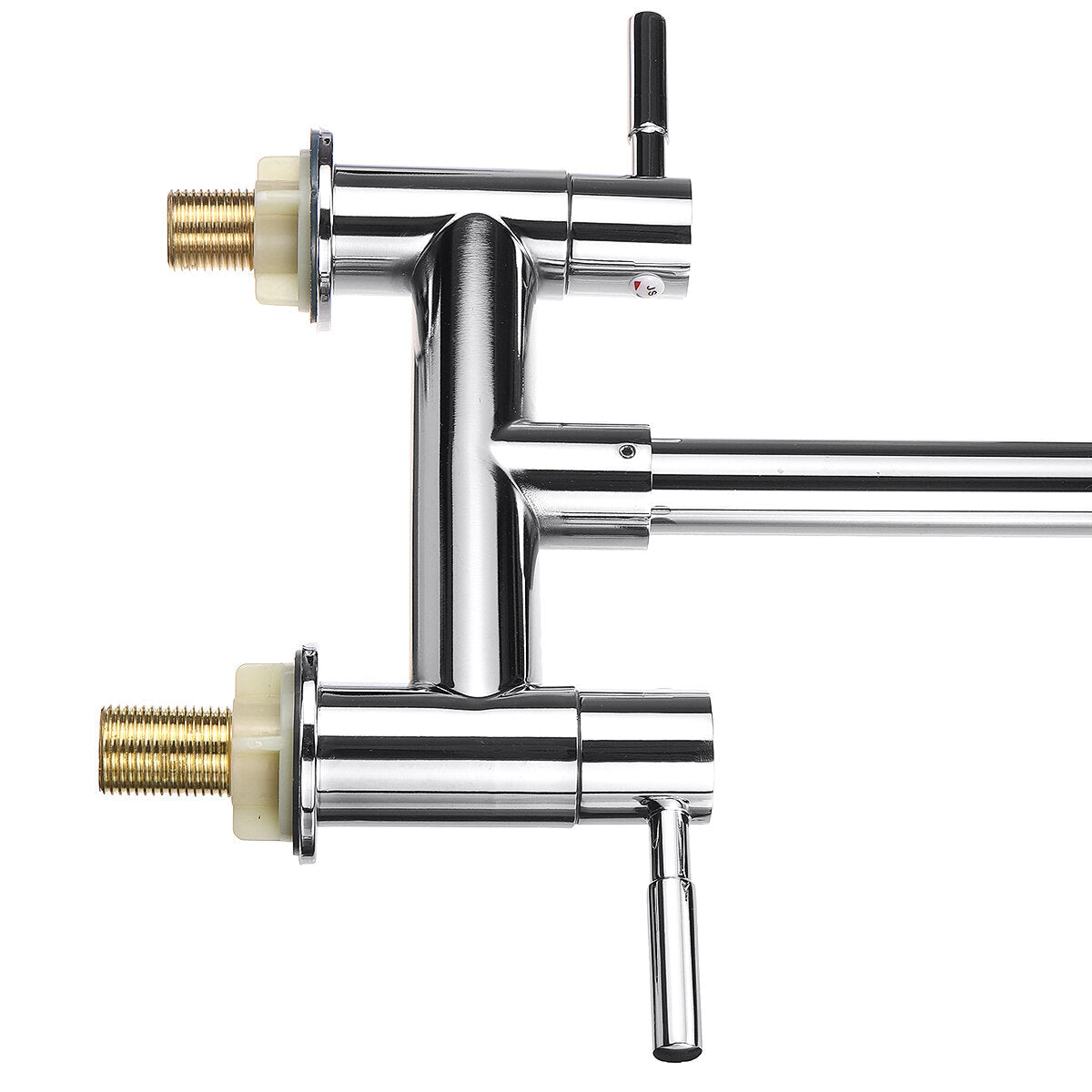 Kitchen Sink Faucet Hot Cold Mixer Tap Double Handle Hole Spout Finish Brushed Swivel Spray 360