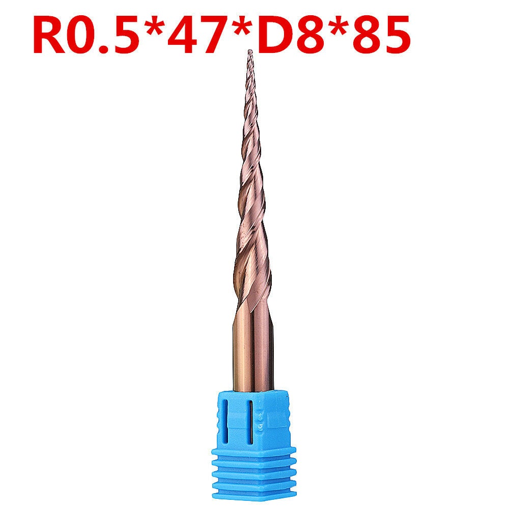 2 Flutes R0.5/ R1.0 *47*D8*85 Taper Ball Nose End Mill HRC50 Milling Cutter