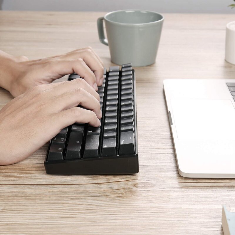 Mechanical Keyboard Bluetooth Wired Dual Mode 60% Golden / Ice Blue Backlit Gaming Keyboard