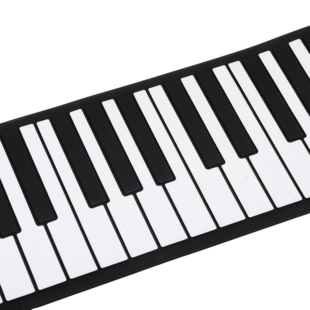 61 Keys Foldable Portable Roll Up Electronic Piano 128 Tones Headphone Output with USB Power Cord