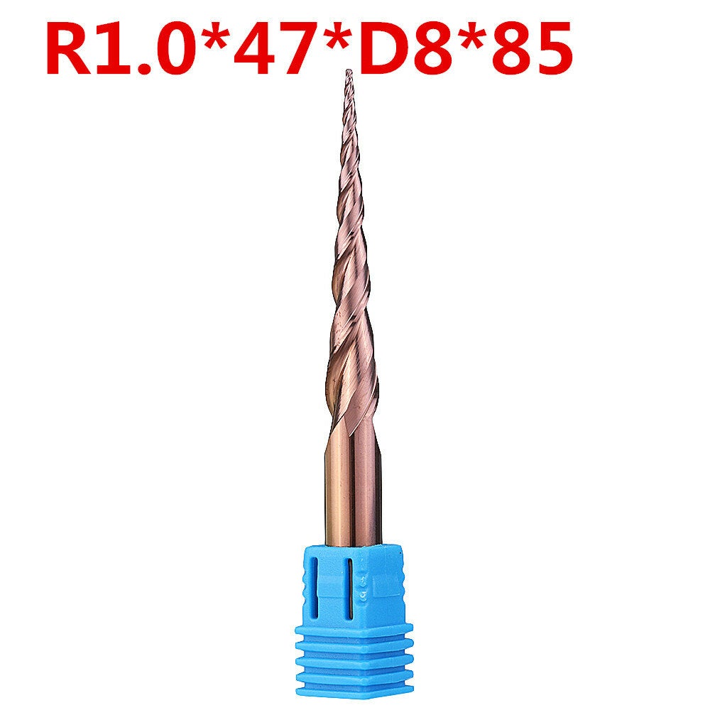 2 Flutes R0.5/ R1.0 *47*D8*85 Taper Ball Nose End Mill HRC50 Milling Cutter