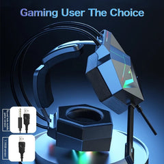 Gaming Headset Noise Canceling Headphone Surround Sound LED Light with Mic