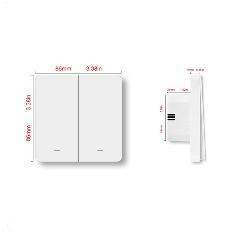 WiFi 2Gang Push Button Wall Light Switch EU AC 100V-240V Smart Switch Compatible with Control Alexa Google Home