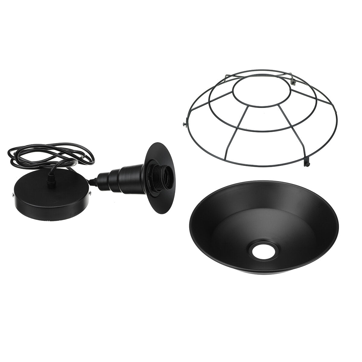 Pendant Light Industrial Rustic Black Hanging Light Ceiling Lamp Fixture Lighting with Cage Shade for Kitchen Island Restaurant Dining Room