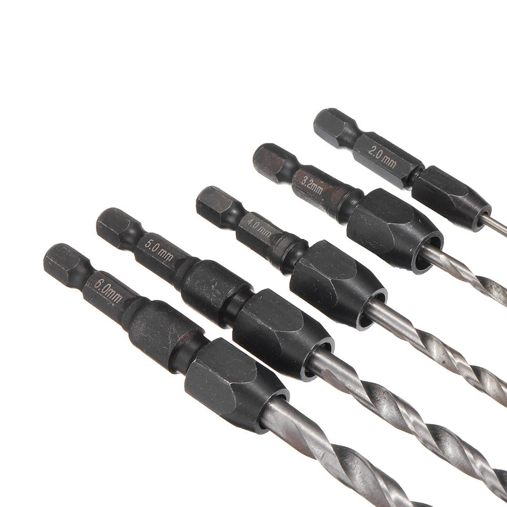 5Pcs 2-6mm Quick Change Twist Drill Bit Set Hex Shank HSS 2/3.2/4/5/6mm