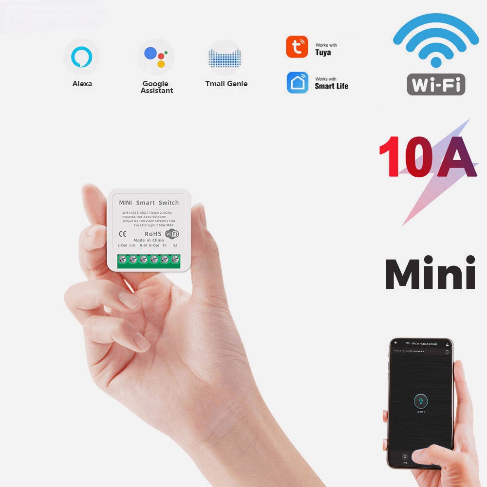 Smart Wifi 16A 10A Light Switch Dual Control Voice Remote Control Switch Breaker Work with Amazon Google Home