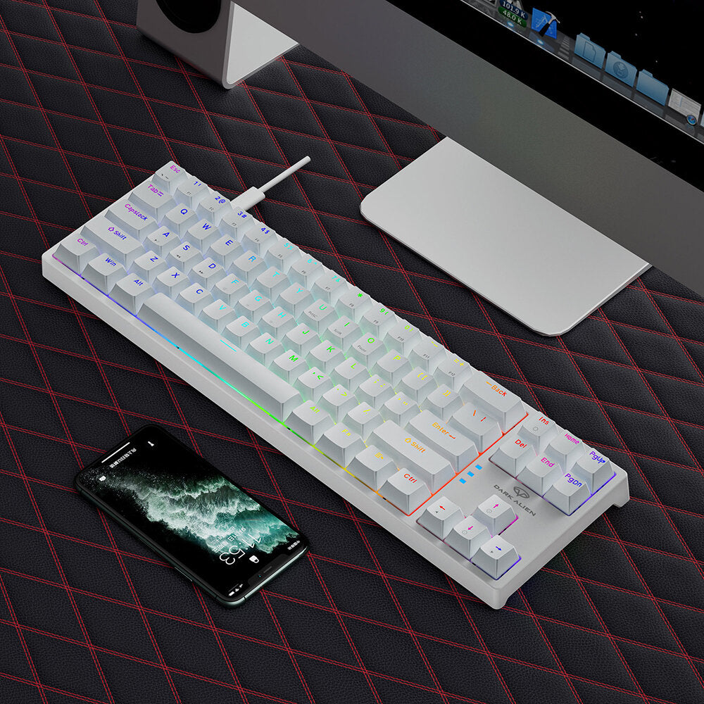 Mechanical Gaming Keyboard 71 Keys Blue/Red Switch Hot Swappable RGB Backlit Detachable Type-C Wired Keyboard