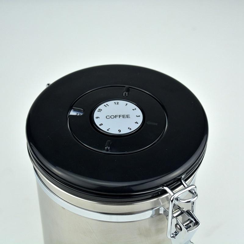 Coffee Beans Sealed Can Cup with Exhaust Valve Stainless Steel Tea Canister