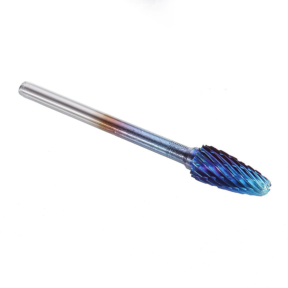 10Pcs 3mm Shank Blue Nano Tungsten Carbide Burrs 6mm Head Rotary File Set