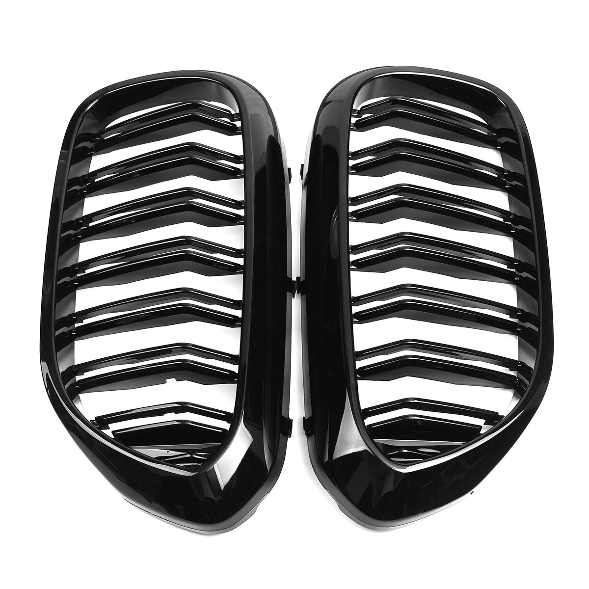 Pair Gloss Black Front Dual Slats Front Car Grilles For BMW 5 Series