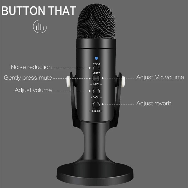 USB Condenser Microphone Gaming Streaming Podcasting Recording for Computer PC