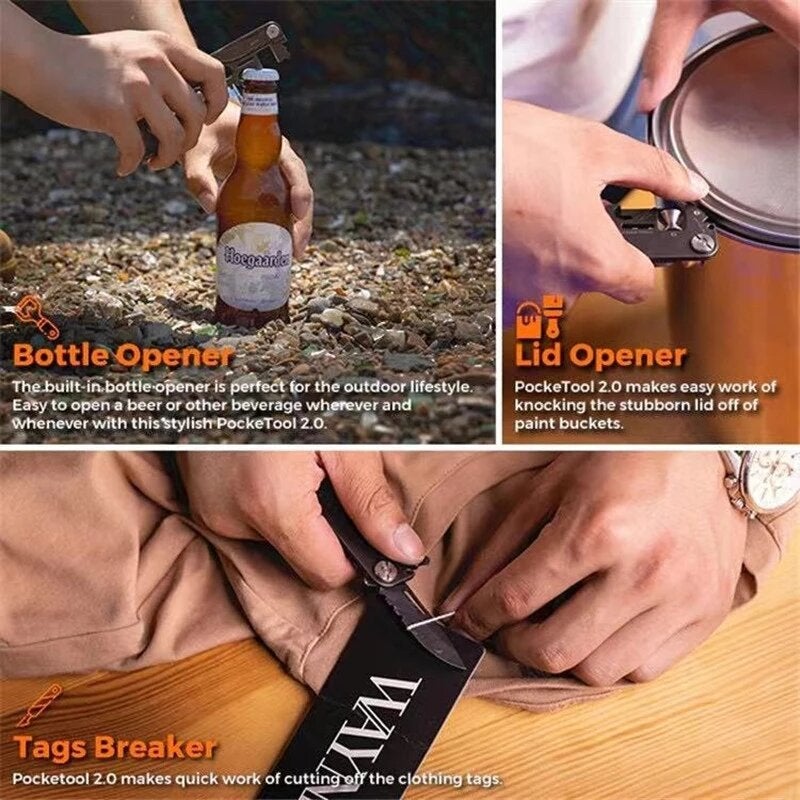 420 Grade Stainless Steel Compact Combination Tool 30 in 1 Mini Pocket Tool EDC Tool for Daily Outdoor Carrying