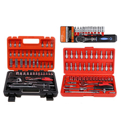 12/46/53pcs 24/27 Teeth Ratchet Wrench Socket Set Hardware Car Boat Motorcycle Repairing Kit Vanadium Tools