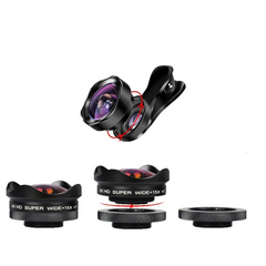 4K Ultra HD Smartphone Camera Lens 0.45X Wide-angle 15X Macro Phone with Universal Clip
