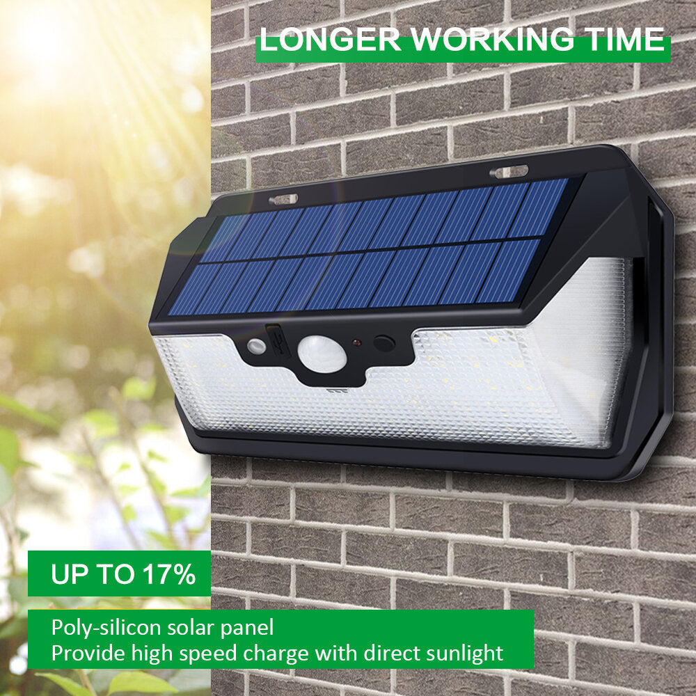 Solar Remote Control Sensor Light Courtyard Wall Light,800LM/53LED