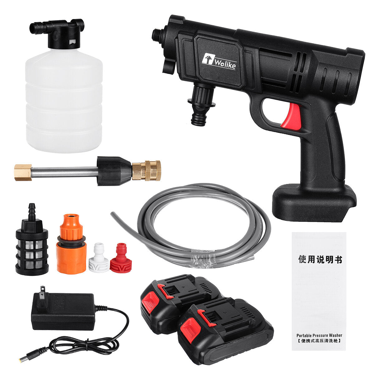 2000W 90Bar 22000mAh Cordless High Pressure Car Washer Spray Water Pump Portable Car Wash Pressure Cleaner Cleaning Machine
