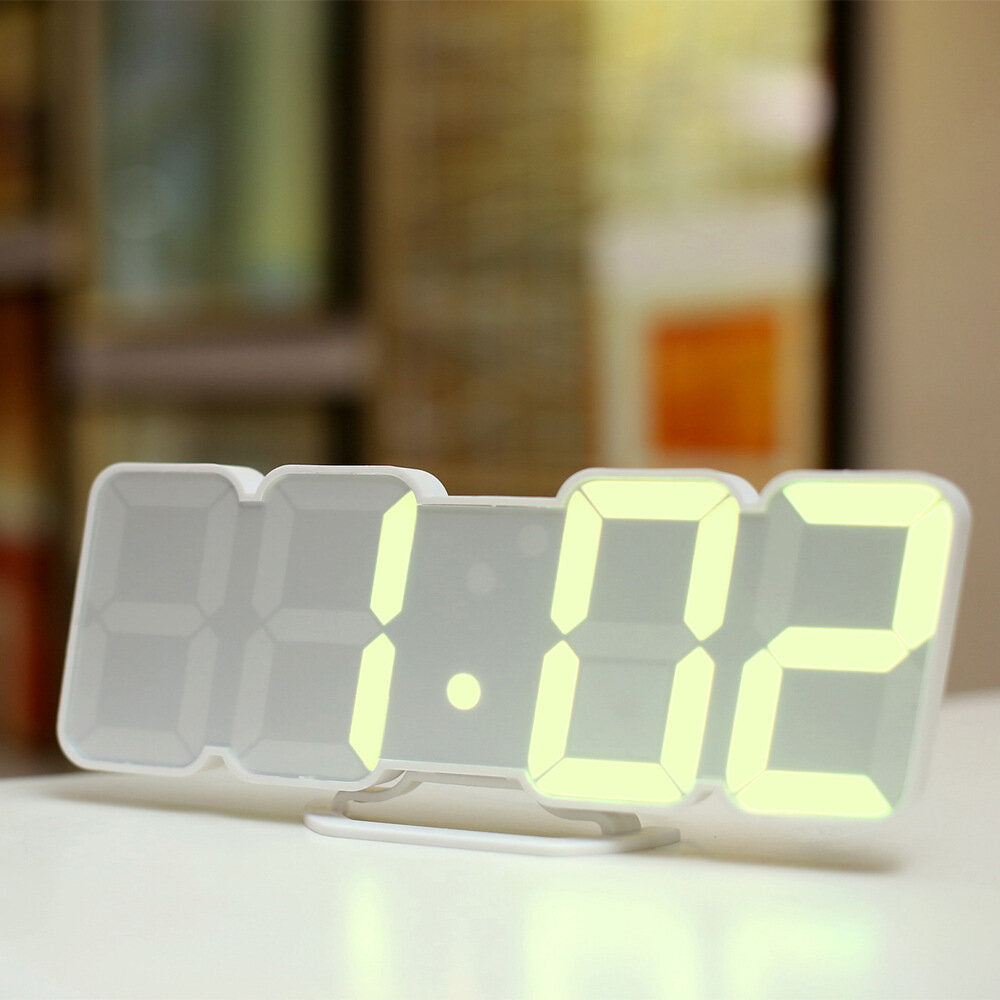 3D LED Digital Wall Clock Wireless Remote Digital RGB LED Alarm Clock USB Sound Control Snooze Functions Wall Desktop Clock