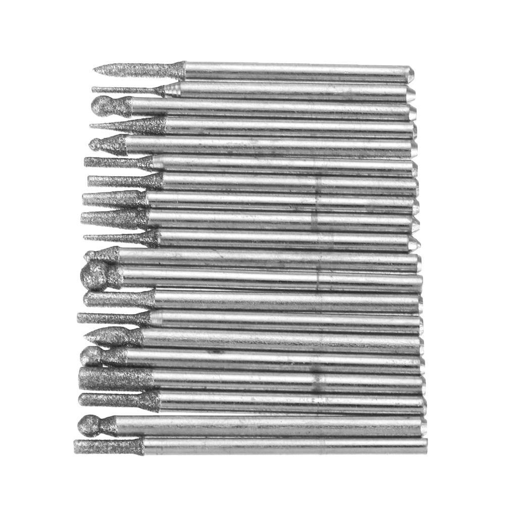 20pcs 3mm Shank Diamond Burrs Set Abrasive Polishing Grinding Head for Dremel Rotary Tool