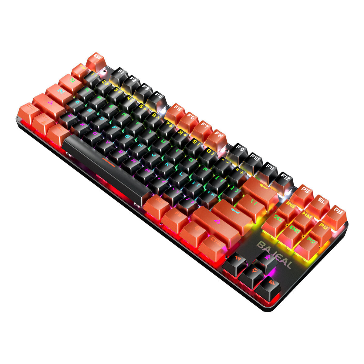 Mechanical Keyboard 87 Keys USB Wired Hot Swappable Blue Swtich Colorful LED Backlight Gaming Keyboard for Gaming Typing Office