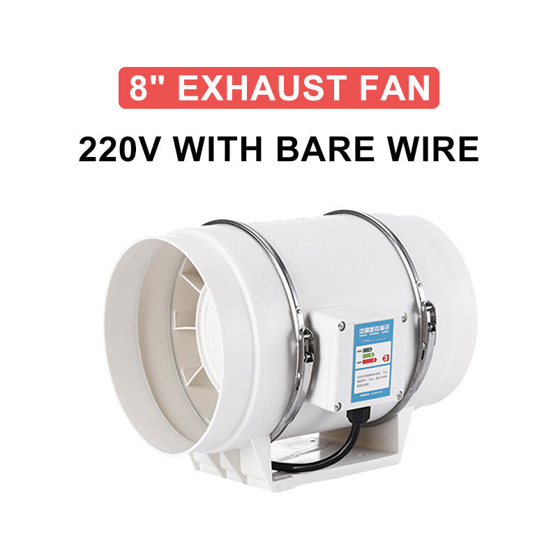 8Inch 130W Silent Fan Extractor Duct Hydroponic Inline Exhaust Industrial Vent