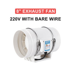8Inch 130W Silent Fan Extractor Duct Hydroponic Inline Exhaust Industrial Vent
